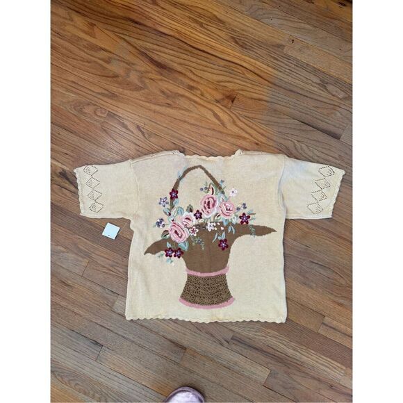 NWT Vintage Capacity Hand Embroidered Dainty Floral Cardigan Size M - Picture 9 of 9